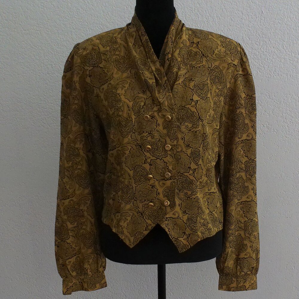 Pea Green color Paisley style blouse, shiny